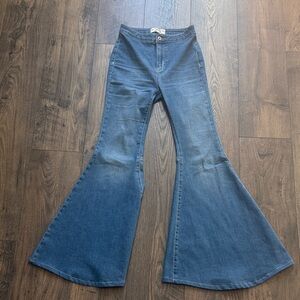 Free People Women's Flared Blue Jeans